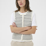 Part Two - Gemma Knit Vest - Dark Navy Twin Stripe