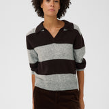 Part Two - Charlott Pullover - Molé Grey Melange Stripe Brown