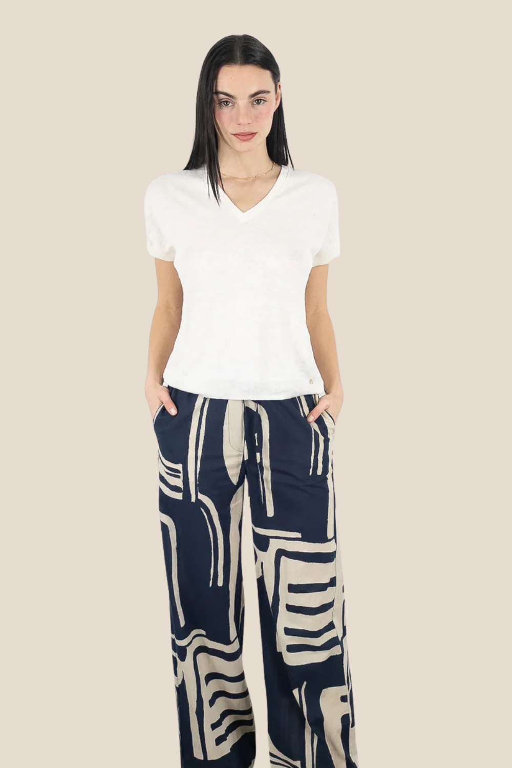 Des Petits Hauts - Brise V-Neck Linen Tee -