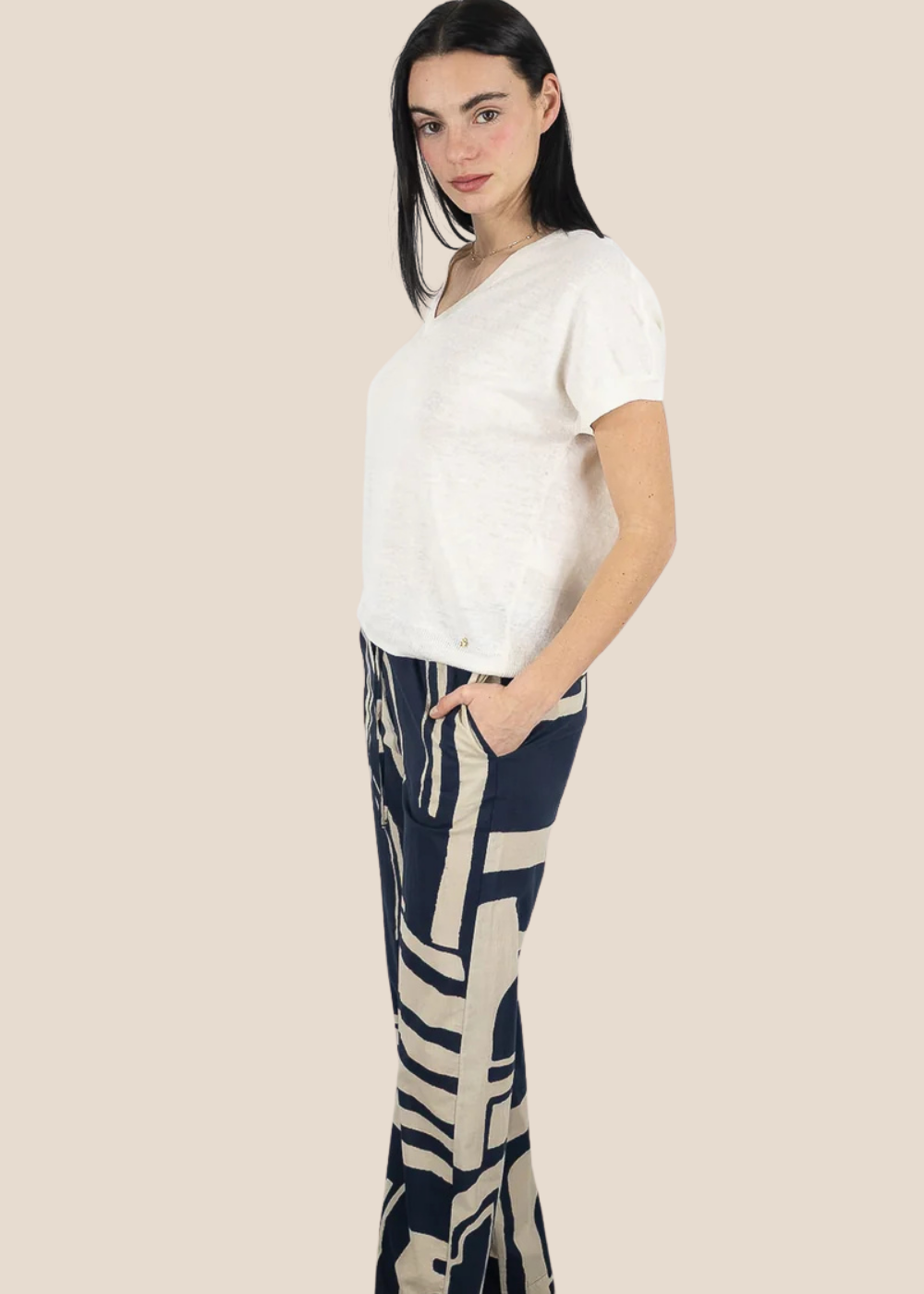 Des Petits Hauts - Brise V-Neck Linen Tee -