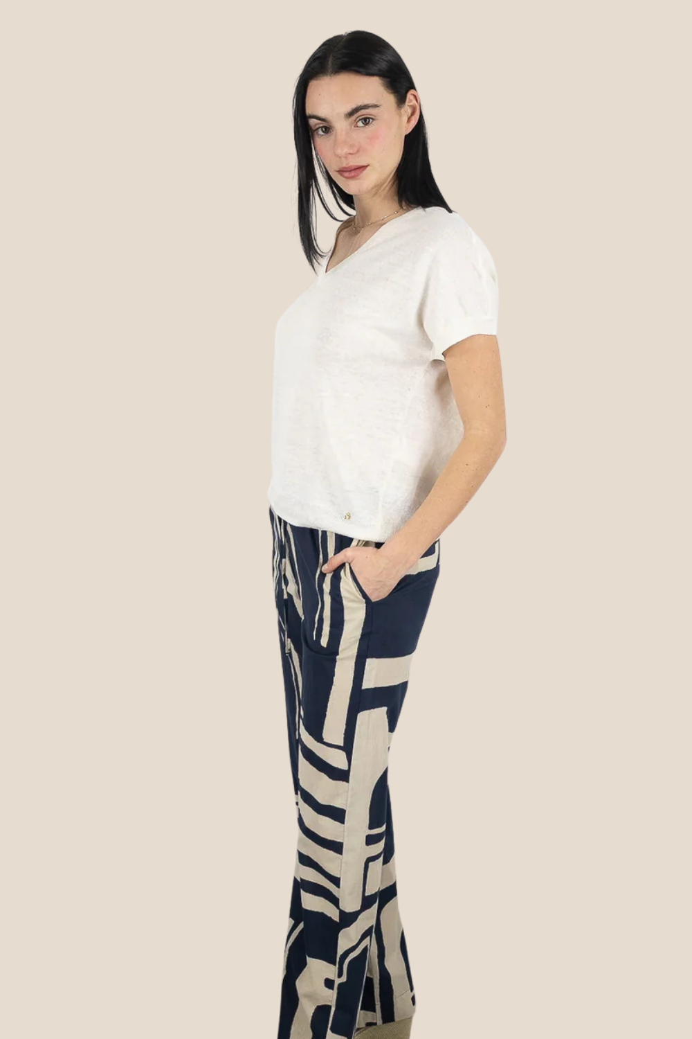 Des Petits Hauts - Brise V-Neck Linen Tee -