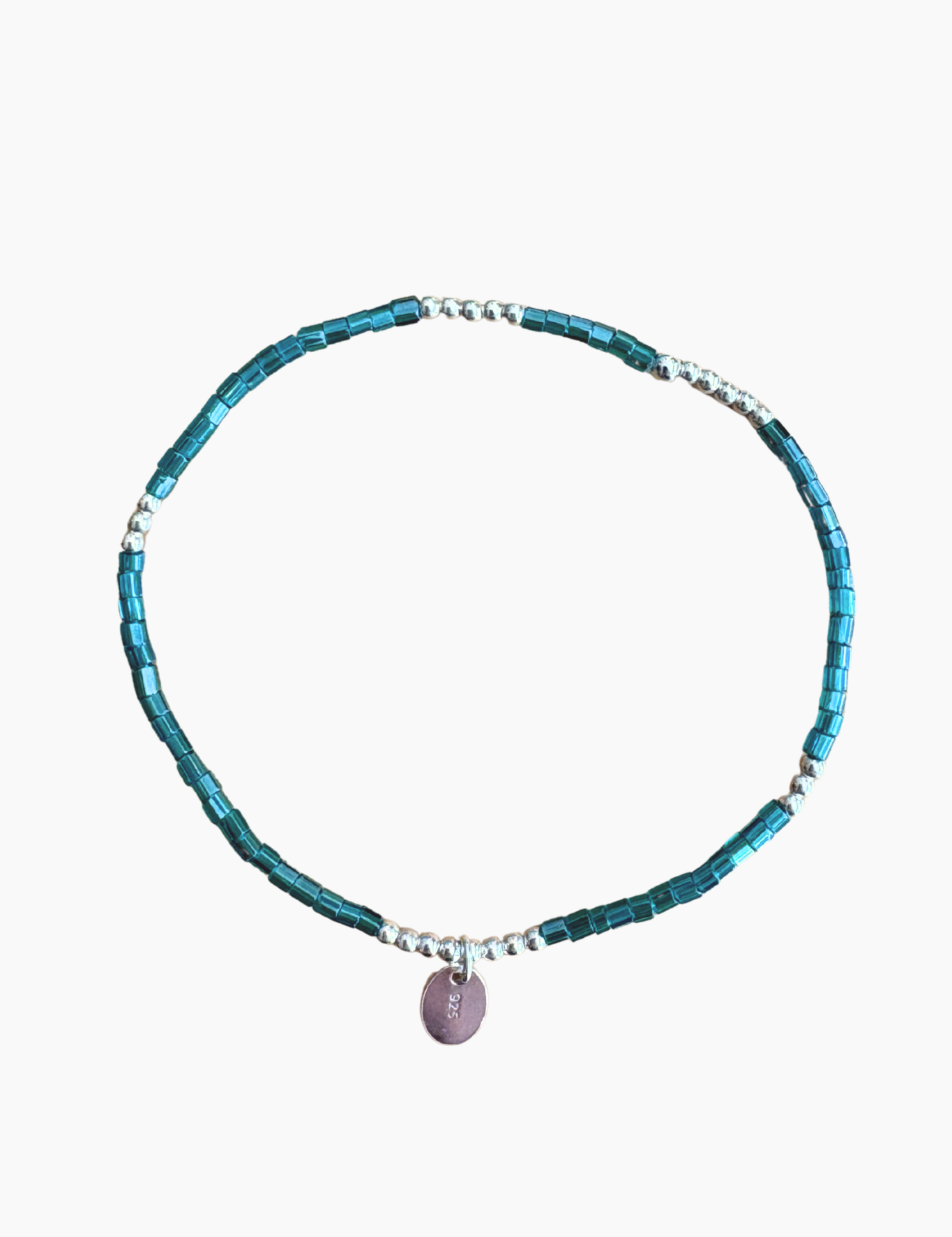 Saskia de Vries - Crystal Layering Bracelet – teal/slvr 6'5" -