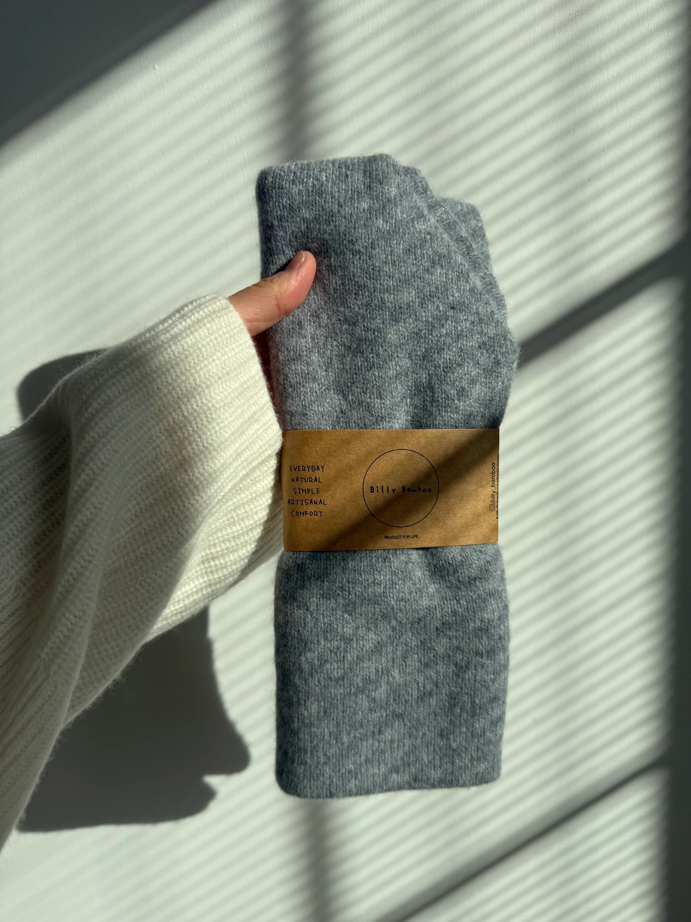 Billy Bamboo - Fuzzy Wool Cravat Scarf – Dark Grey -