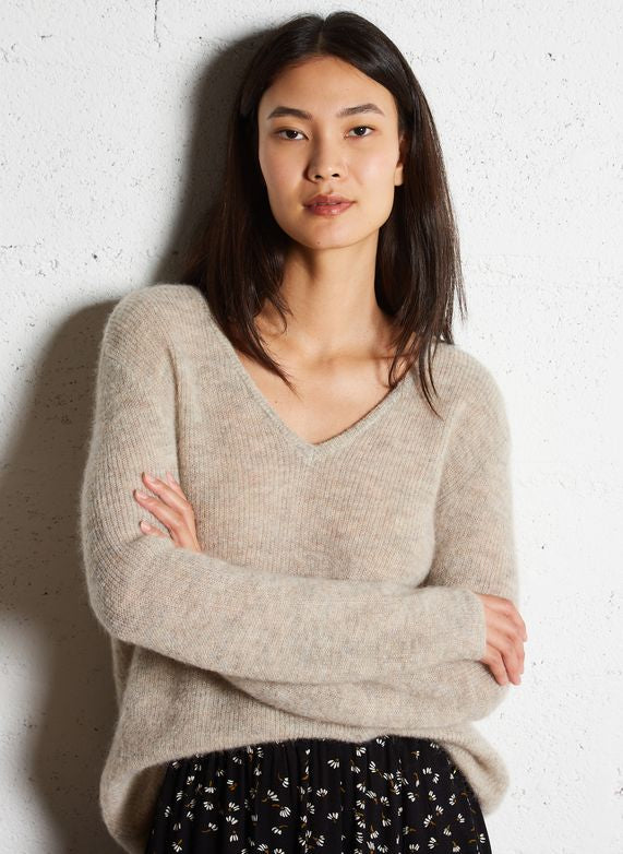 Des Petits Hauts - Caba V-Neck Sweater - Granite