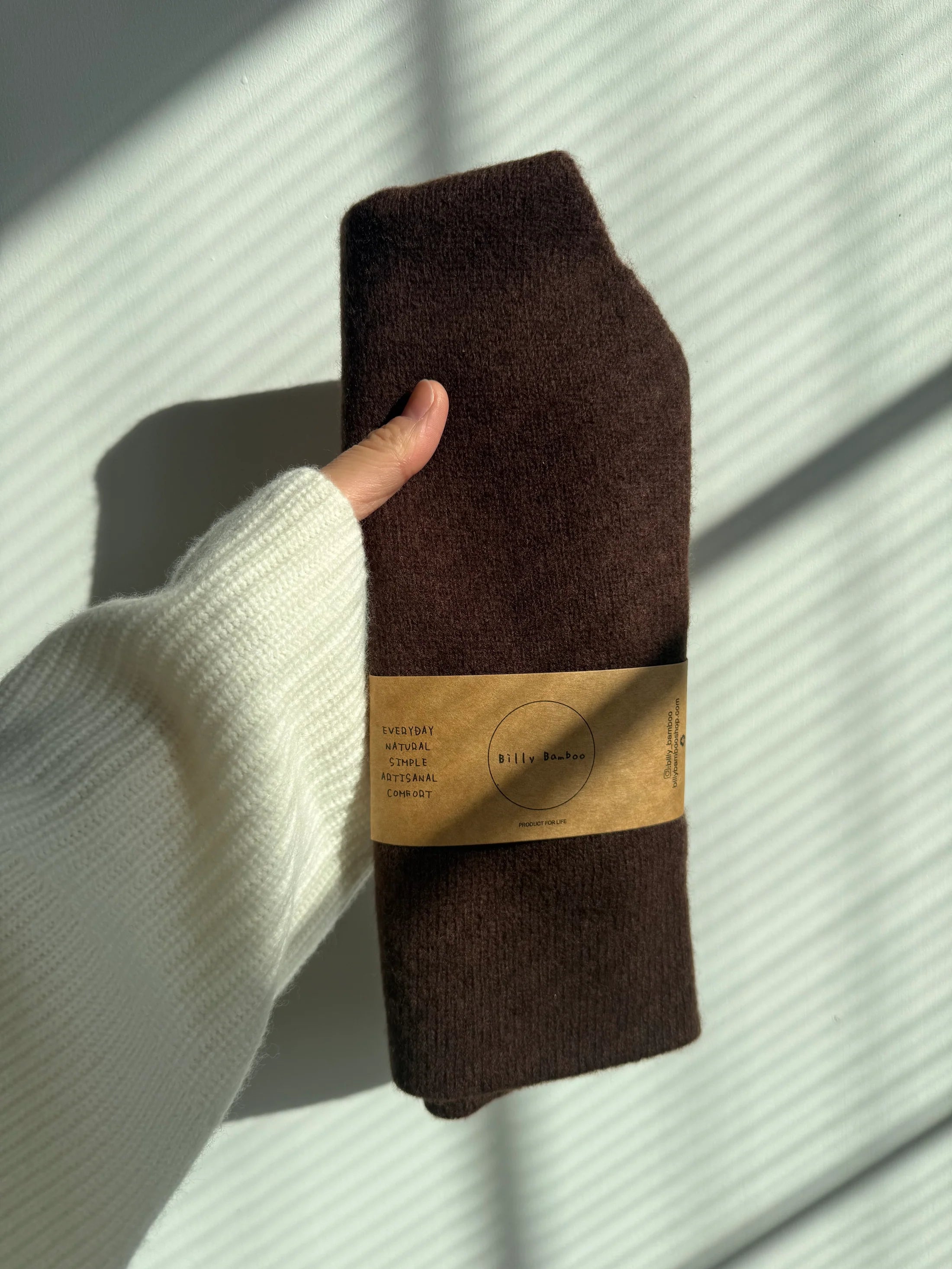 Billy Bamboo - Fuzzy Wool Cravat Scarf – Brown -