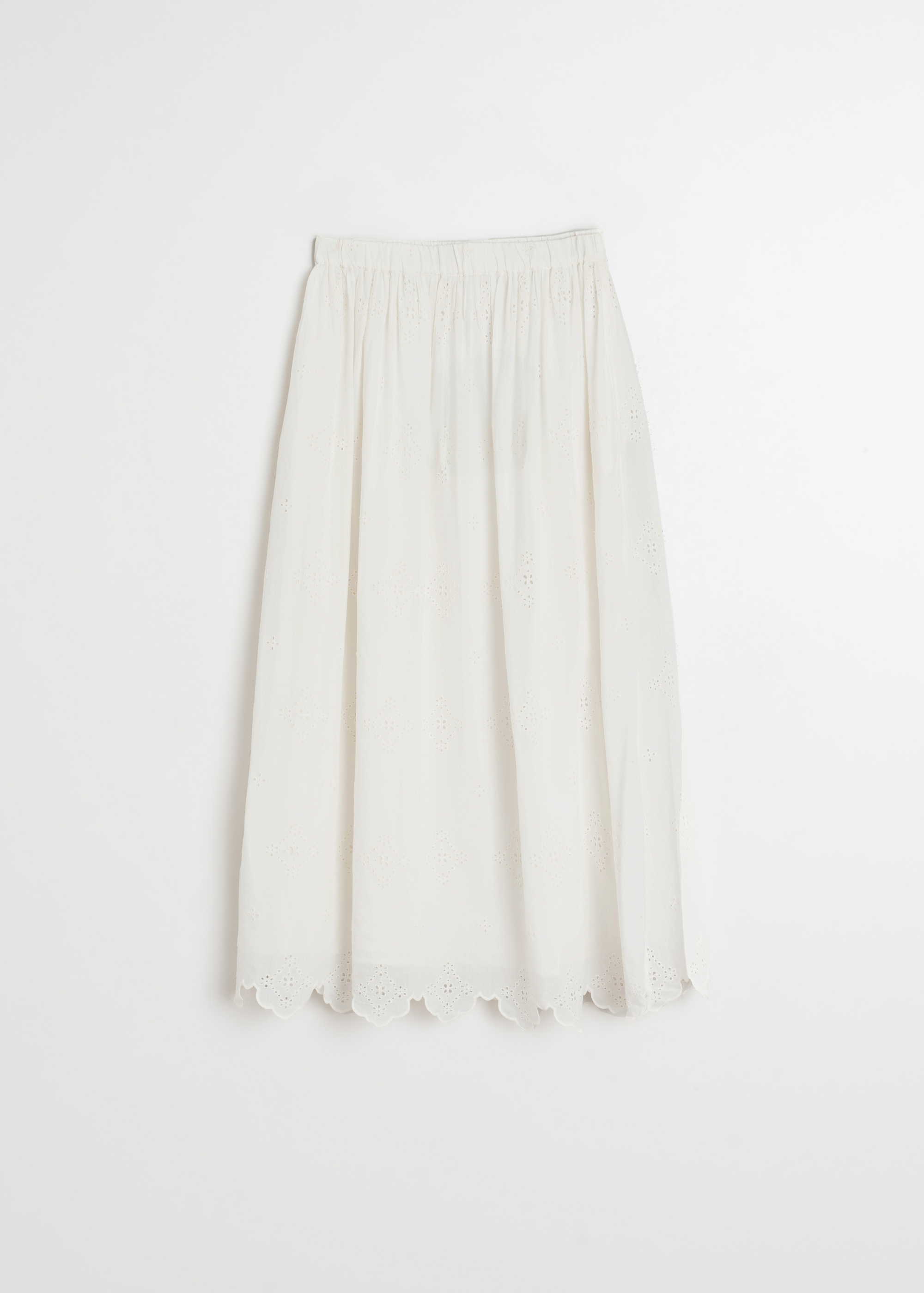 Indi & Cold - Embroidered Midi Skirt - White