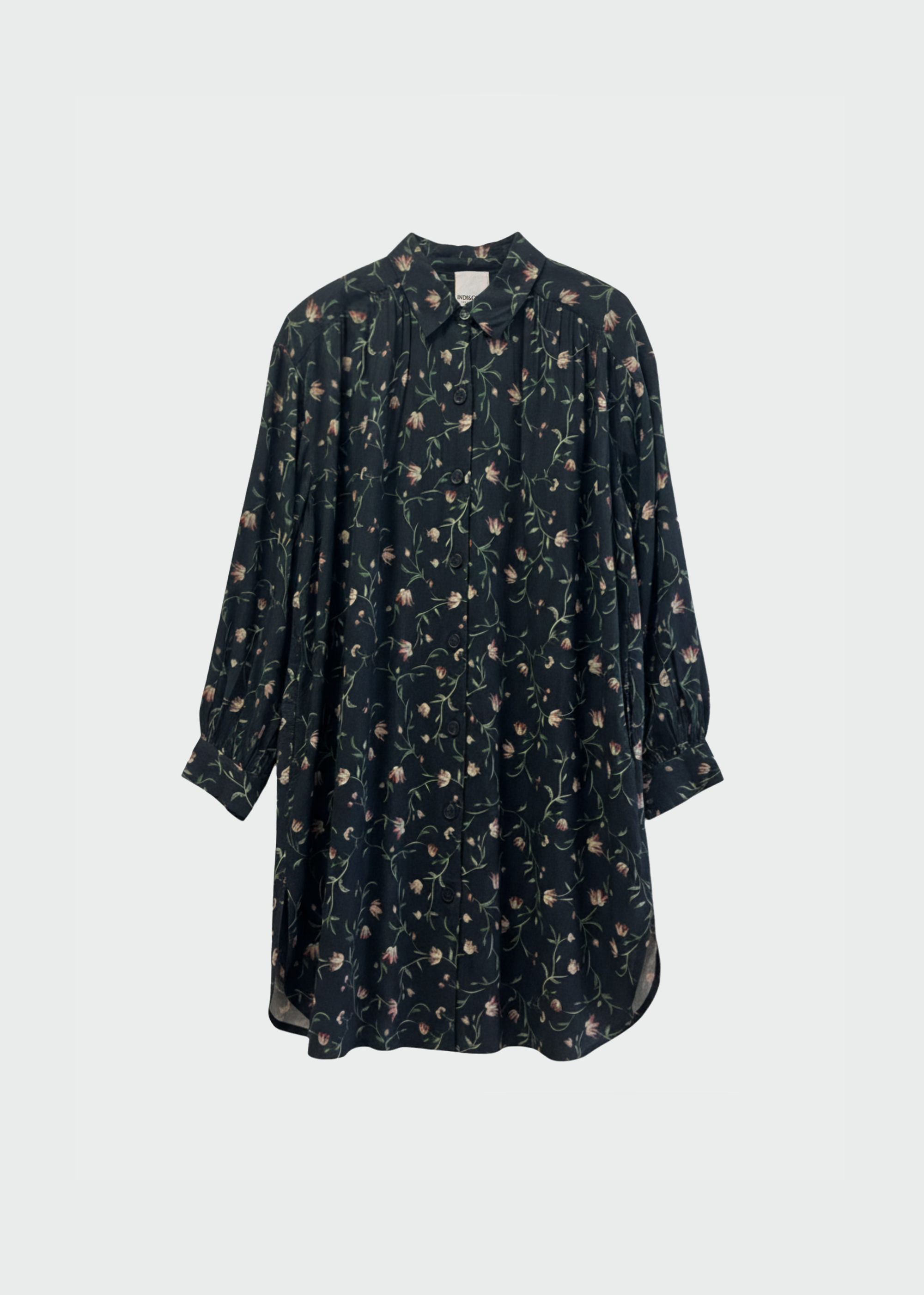 Indi & Cold - Floral-Print Shirt Collar Dress -