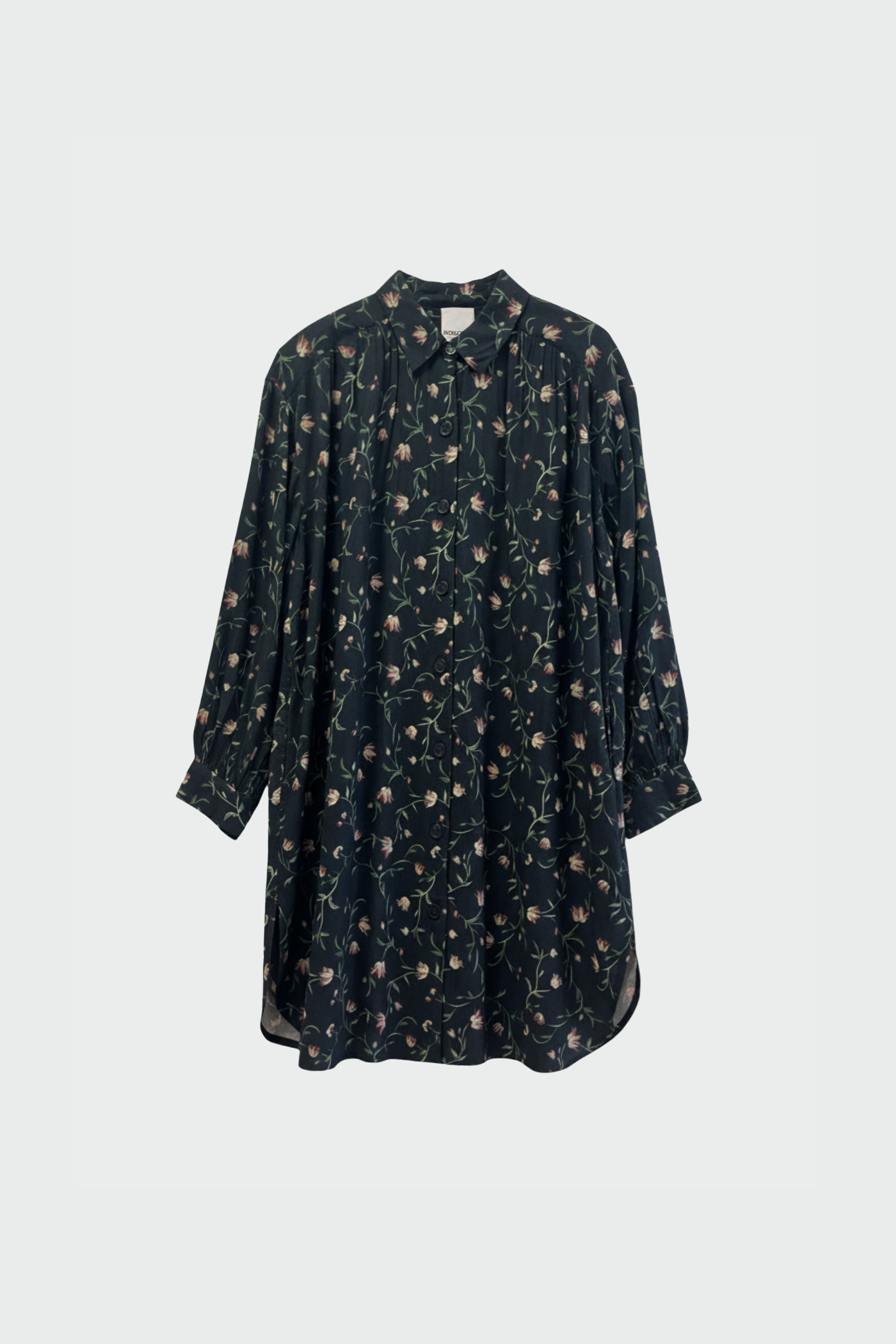 Indi & Cold - Floral-Print Shirt Collar Dress -