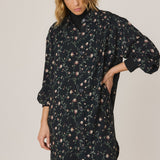 Indi & Cold - Floral-Print Shirt Collar Dress -