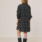 Indi & Cold - Floral-Print Shirt Collar Dress -