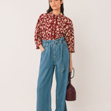 Indi & Cold - 3/4 Sleeve Printed Blouse -