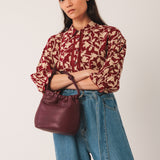 Indi & Cold - 3/4 Sleeve Printed Blouse - Cherry