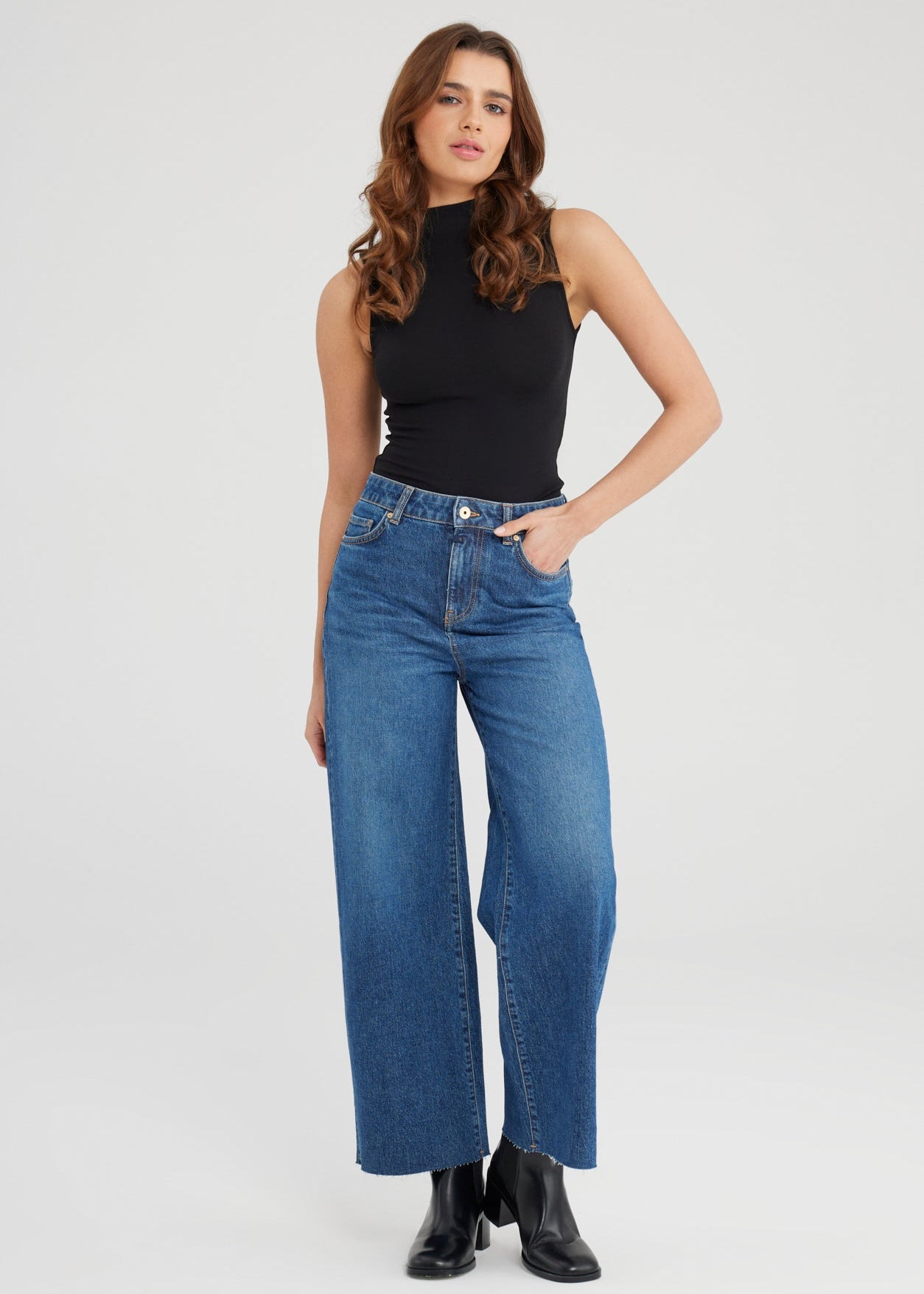 Cup of Joe - Aura Wide Leg Jean - Dark Blue