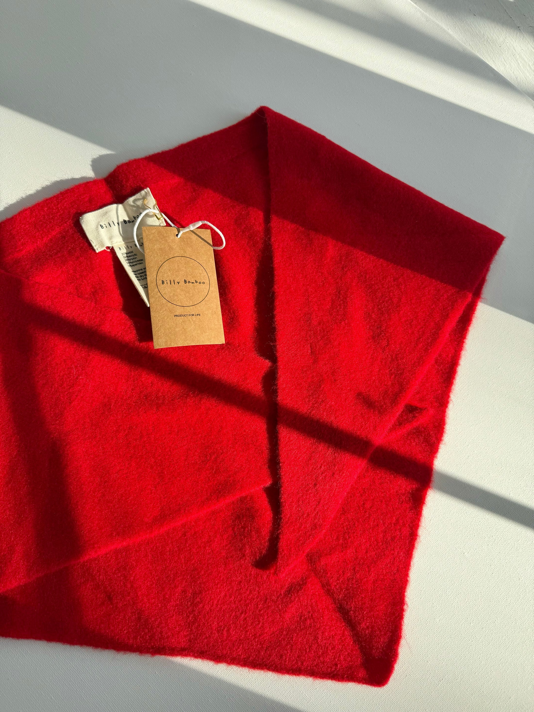 Billy Bamboo - Fuzzy Wool Cravat Scarf – Red -