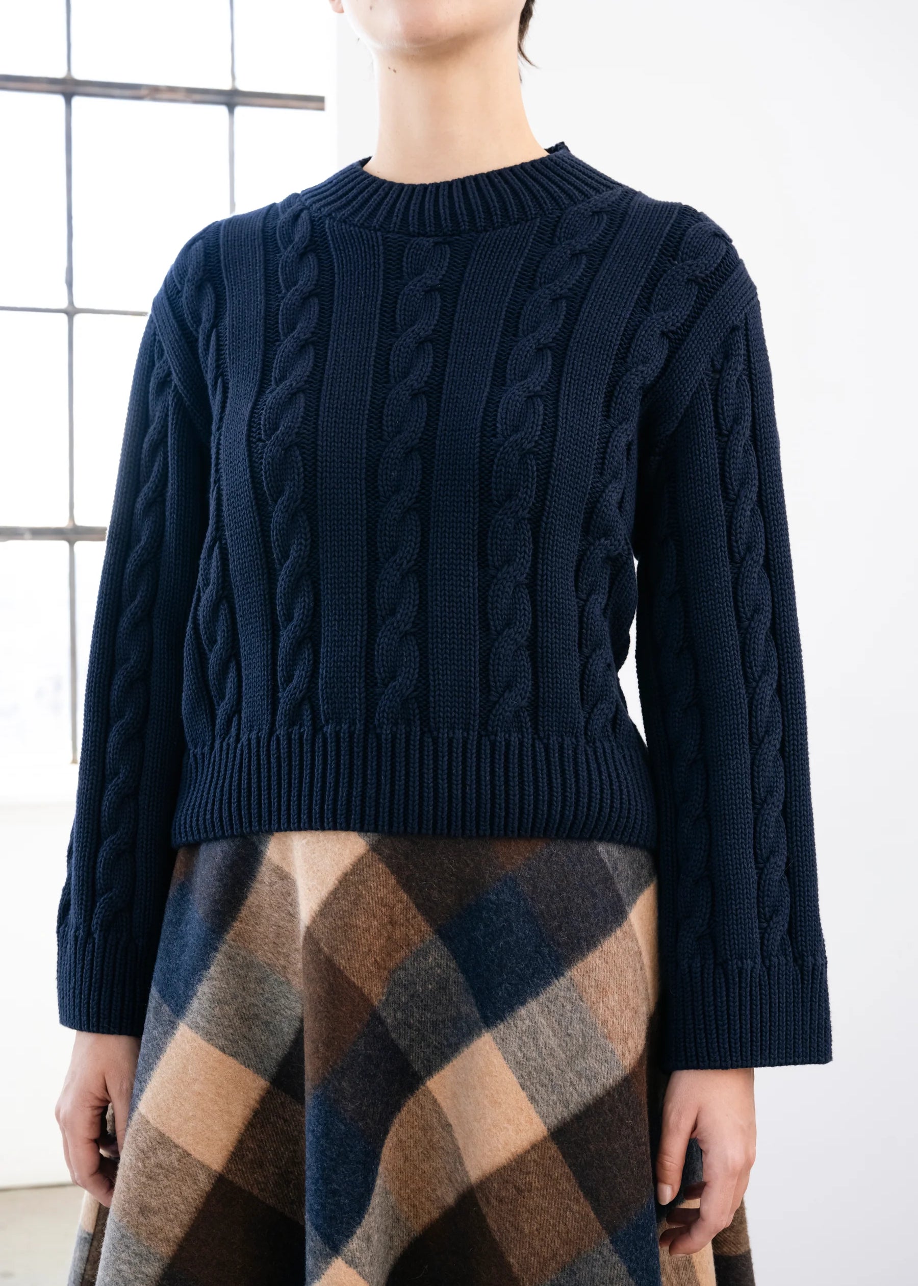 BODYBAG - Chelsea Cropped Cable Knit - Navy