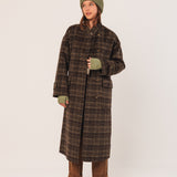 Indi & Cold - Wool Check Coat - Khaki