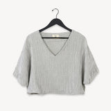 Pokoloko - Striped Crinkle Cotton Top -