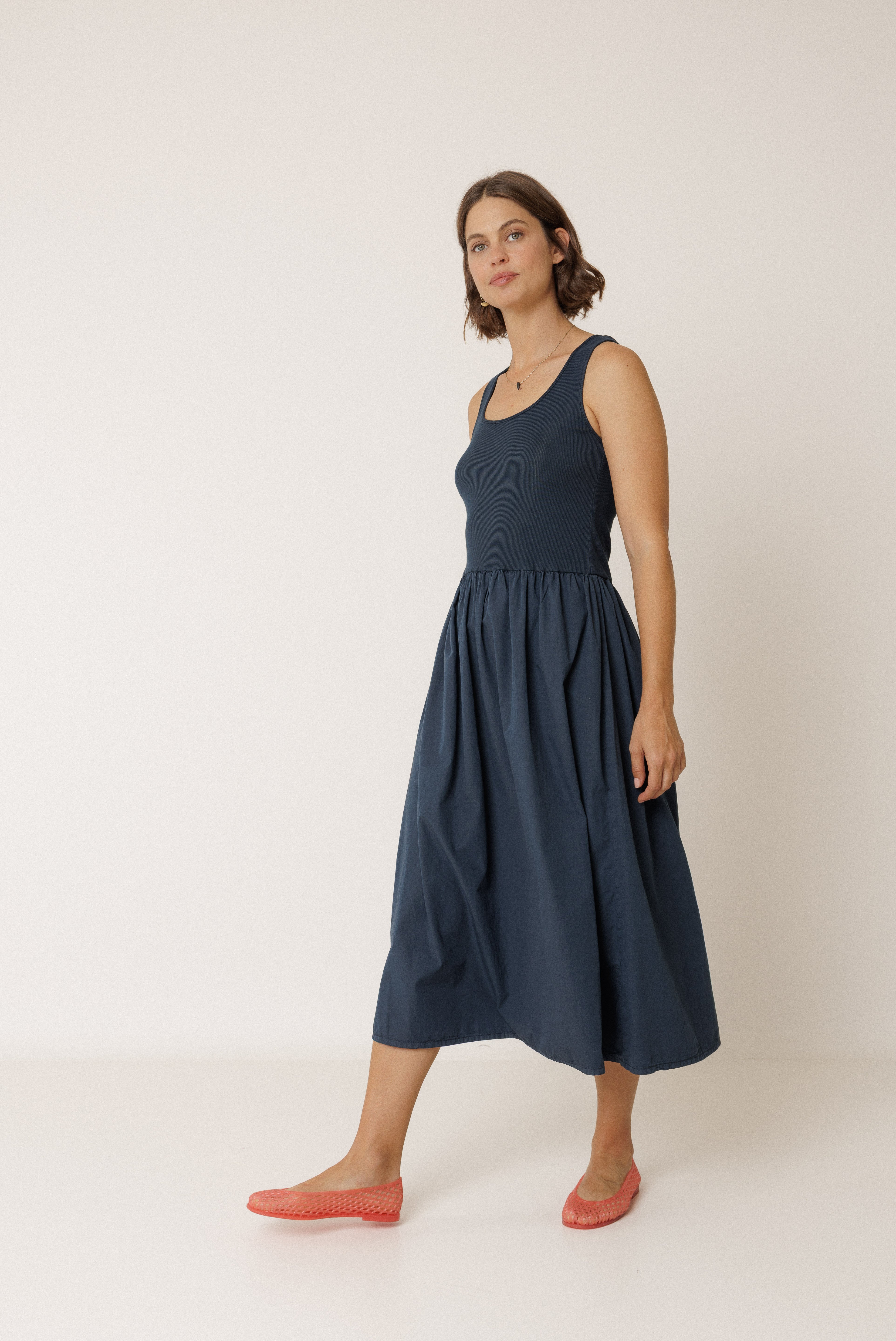 Indi & Cold - Combination Poplin Dress -