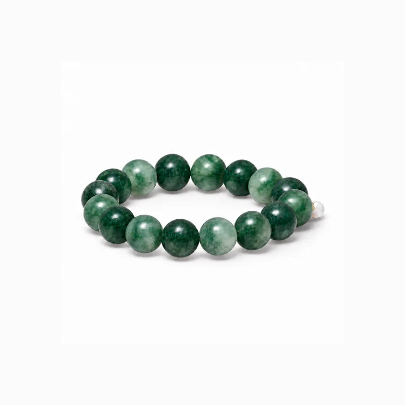 Soi - Chunky Green Moss Agate Stretch Bracelet -