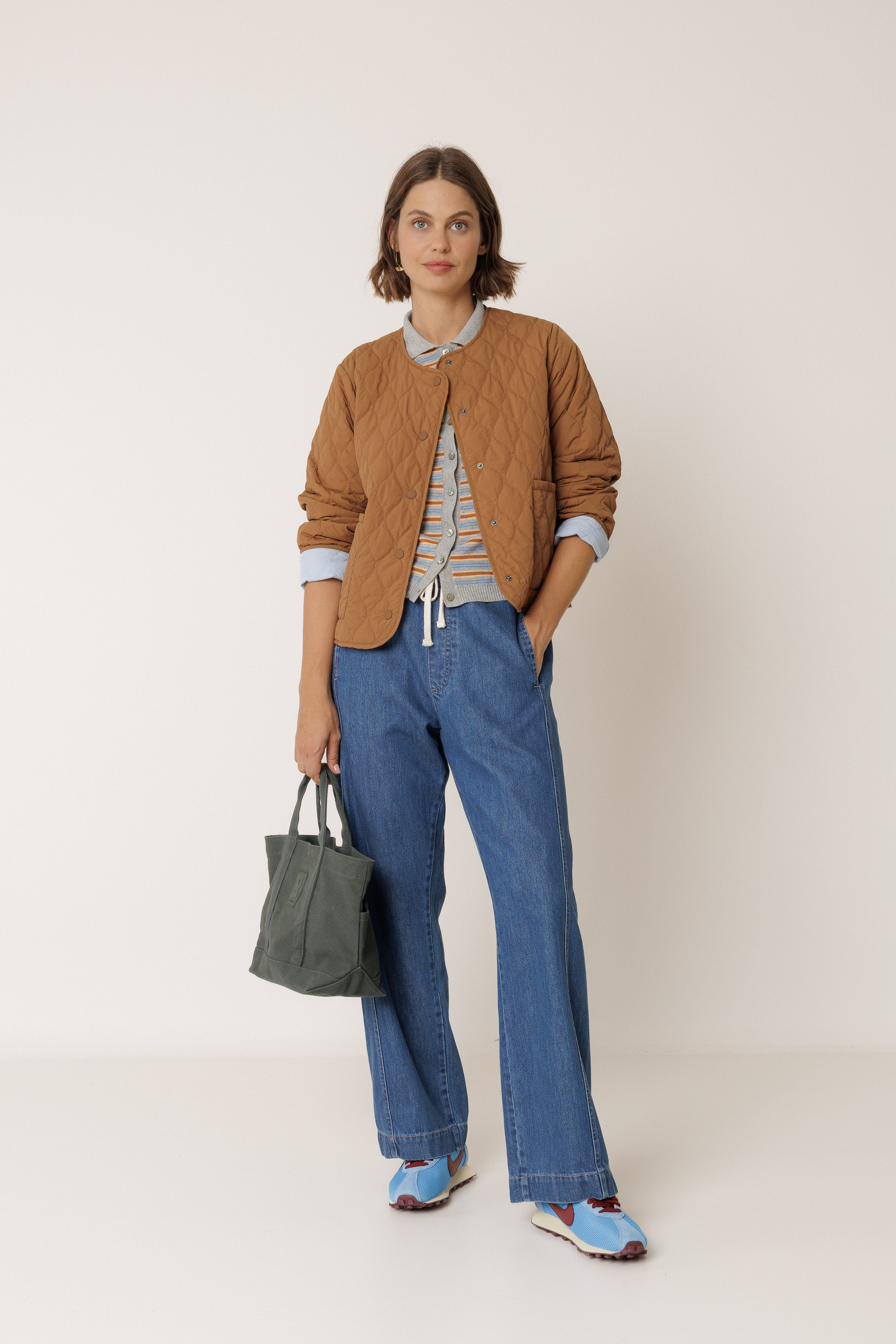 Indi & Cold - Reversible Quilted Coat - Almond