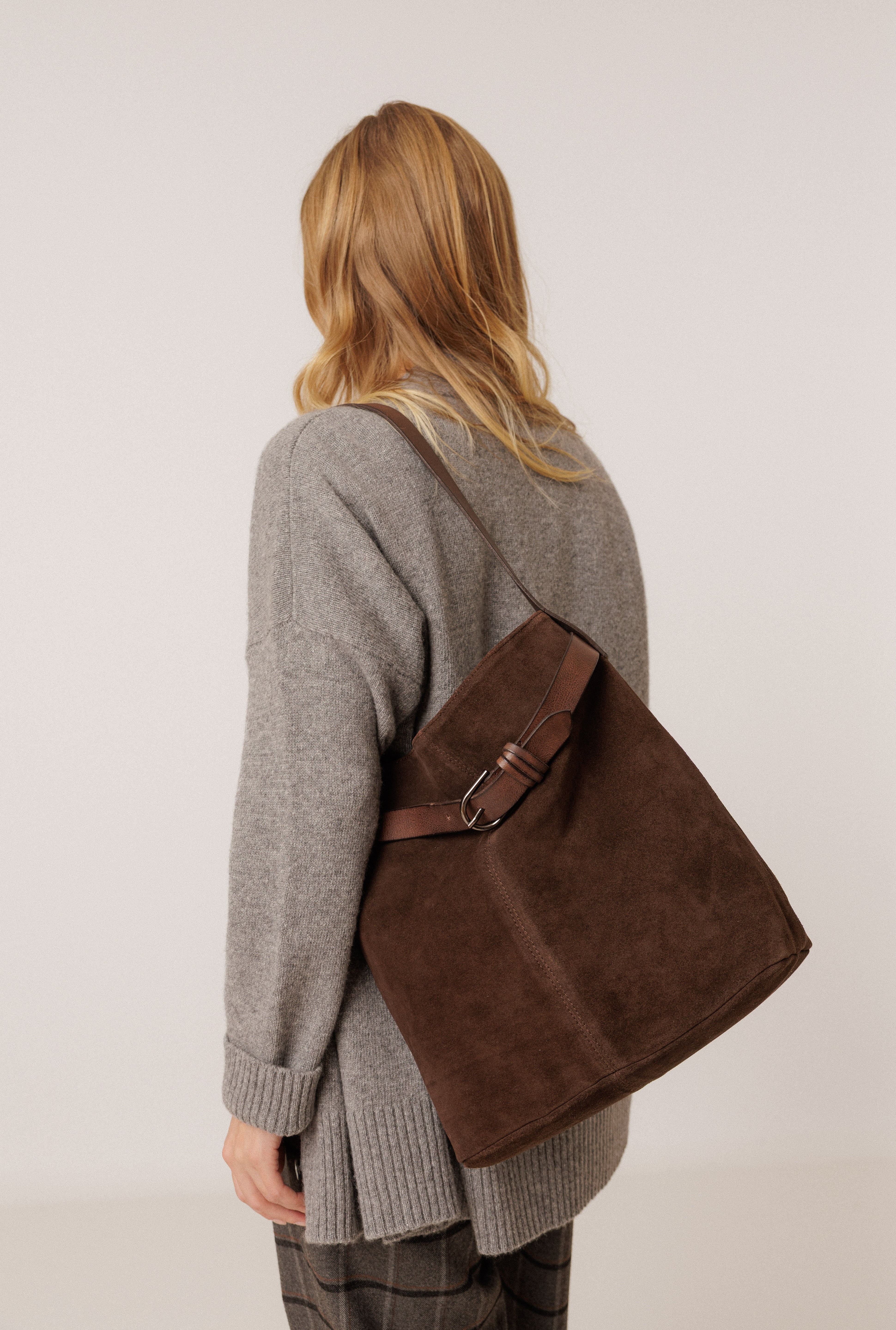 Indi & Cold - Split-Suede Bag – Chocolate -