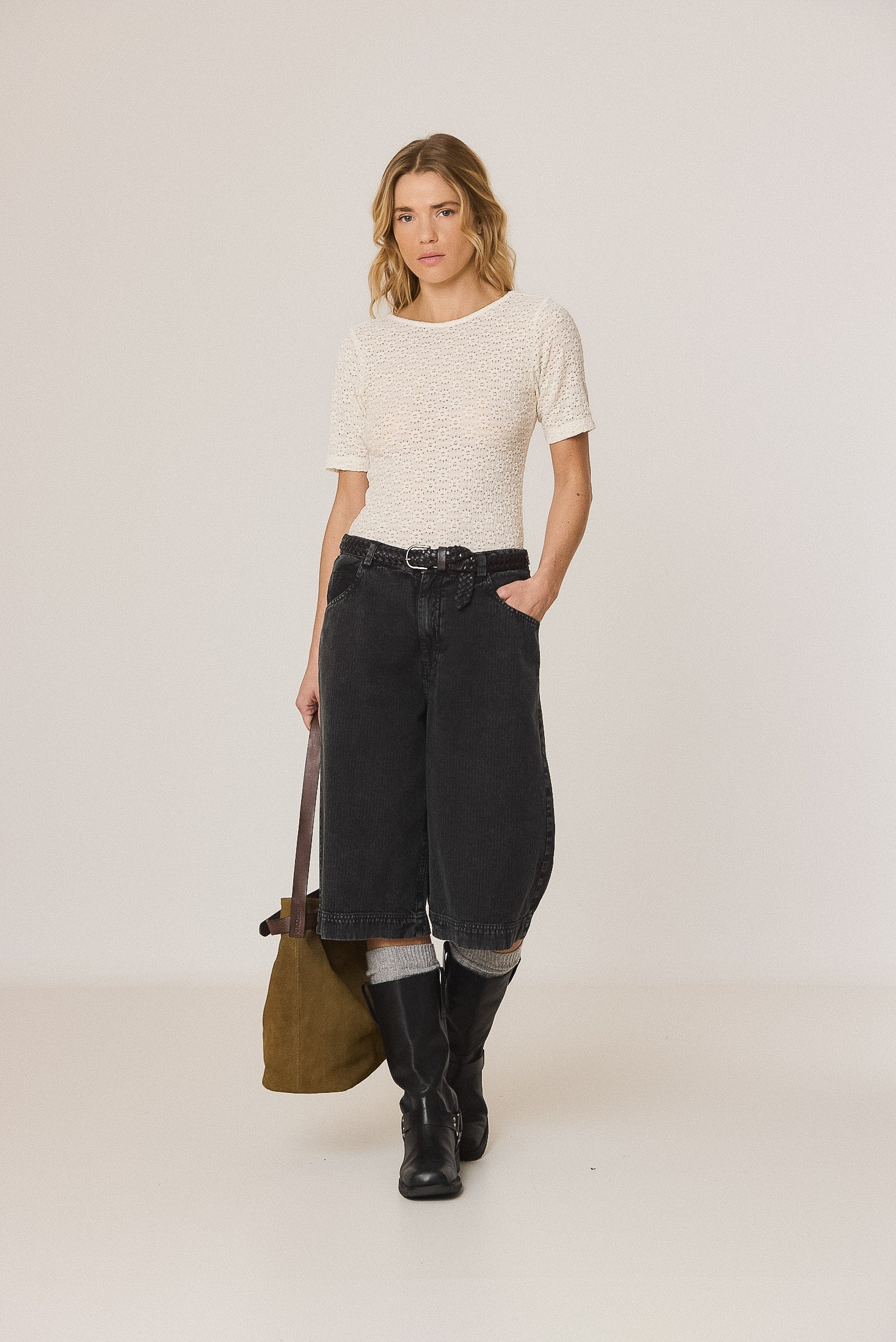 Indi & Cold - Split-Suede Bag – Safari Green -