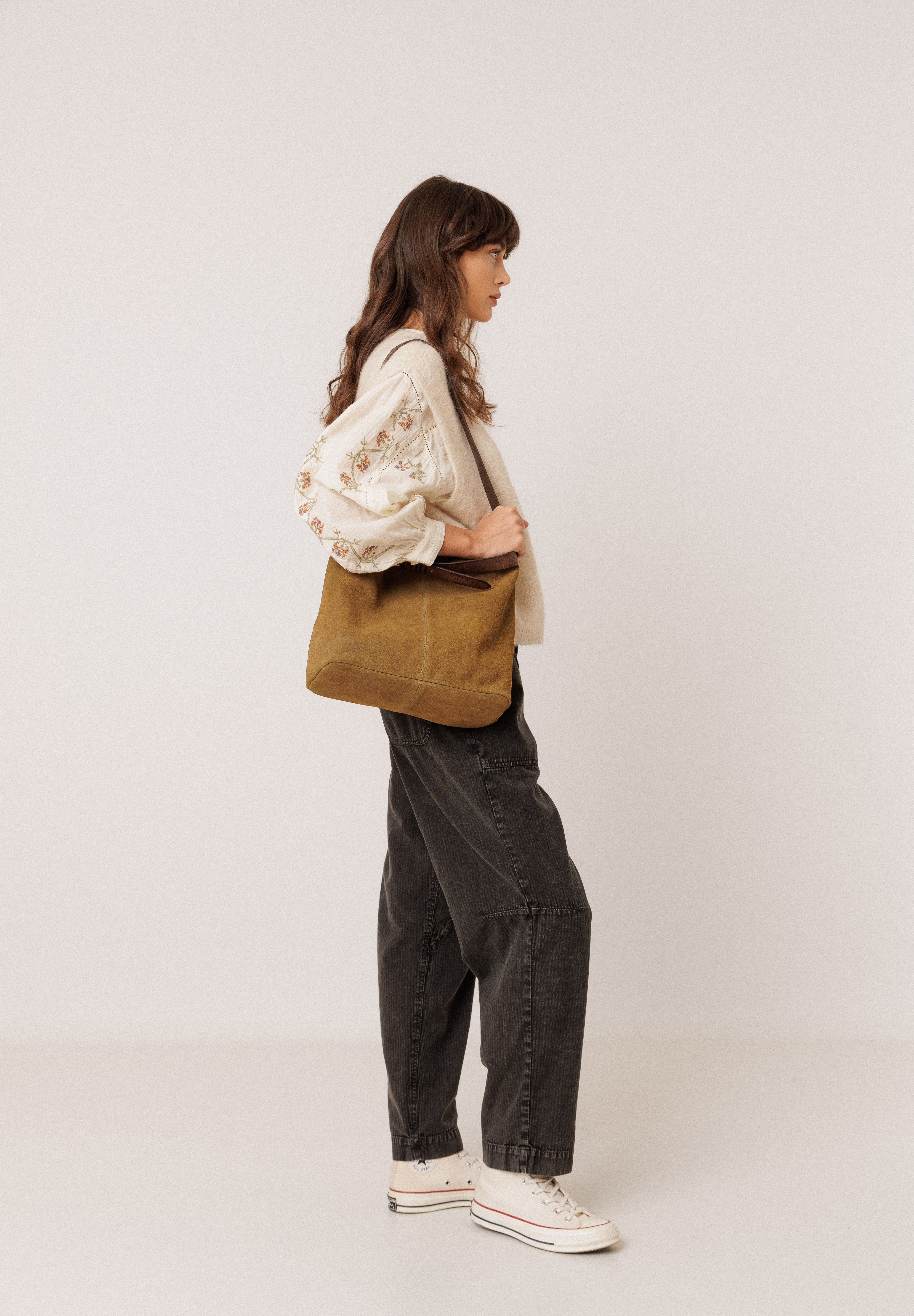 Indi & Cold - Split-Suede Bag – Safari Green -