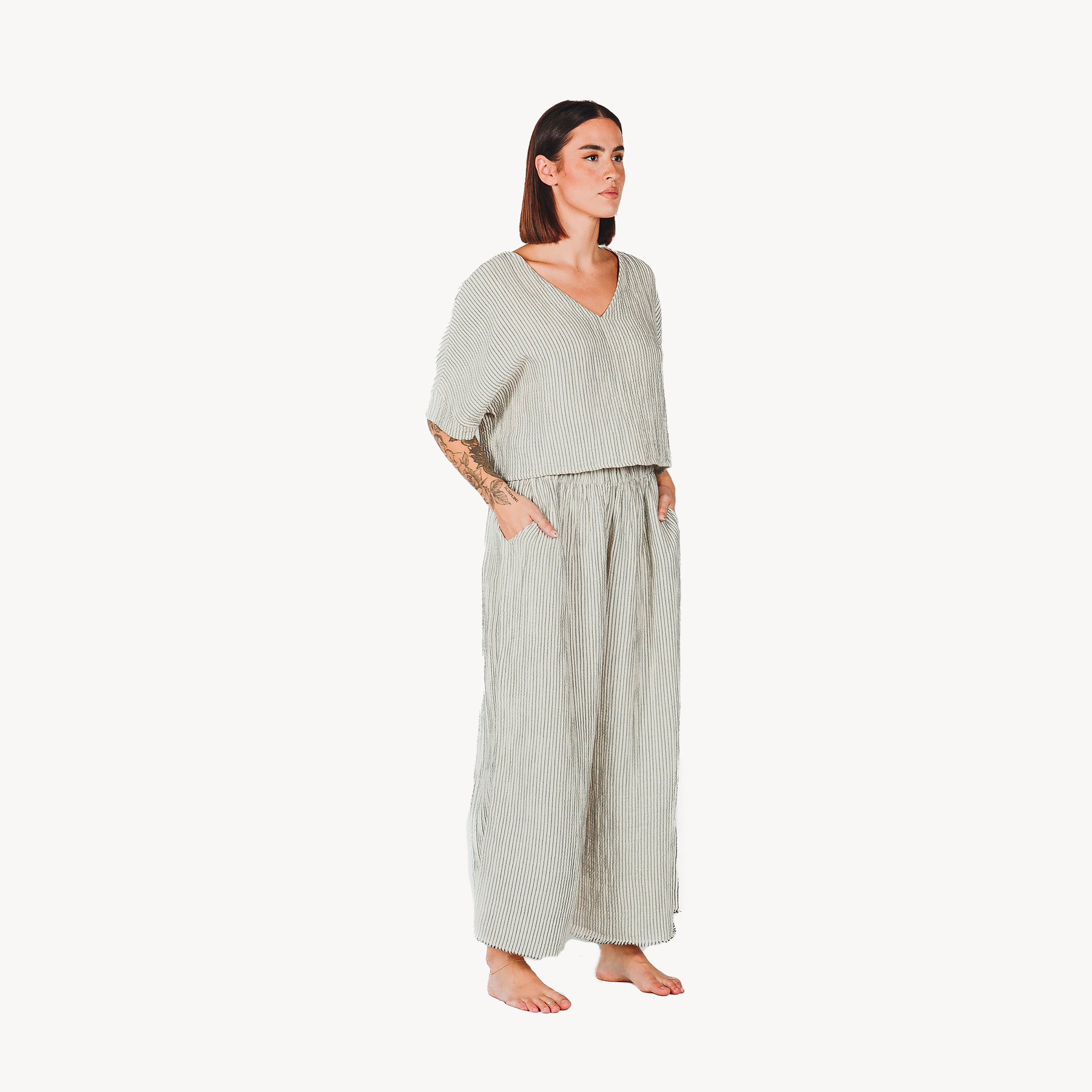 Pokoloko - Crinkle Cotton Palazzo Pants -