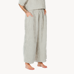 Pokoloko - Crinkle Cotton Palazzo Pants - Ivory Stripe O S