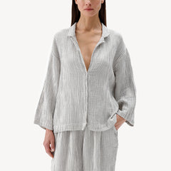 Striped Crinkle Cotton Blouse