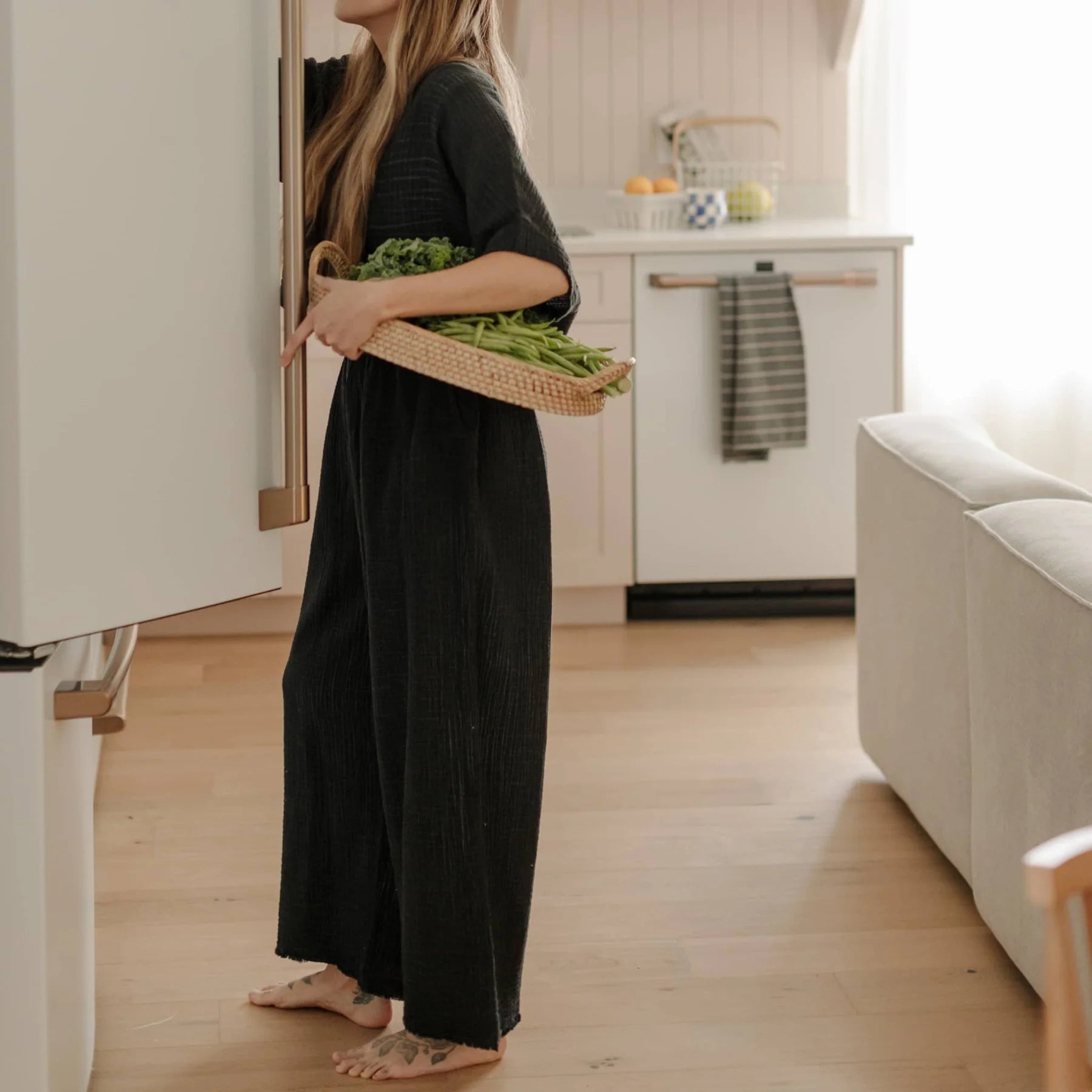 Pokoloko - Crinkle Palazzo Pants - Black O S