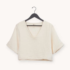 Pokoloko - Crinkle Crop Top - Cream O S