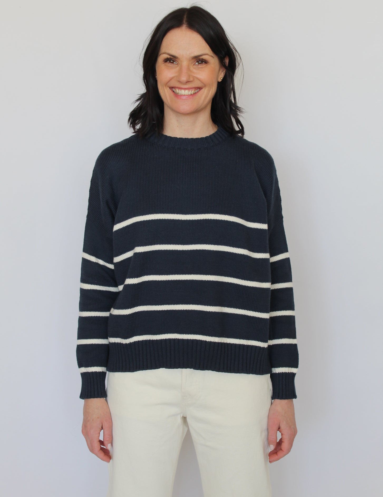 Sattva by Sarah - Crew Neck Sweater - Navy Cream