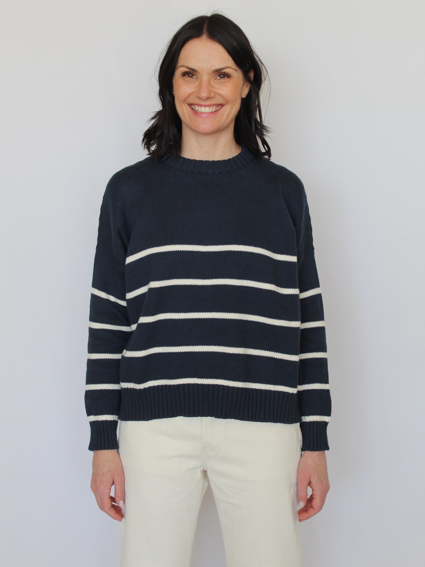 Sattva by Sarah - Crew Neck Sweater - Navy Cream