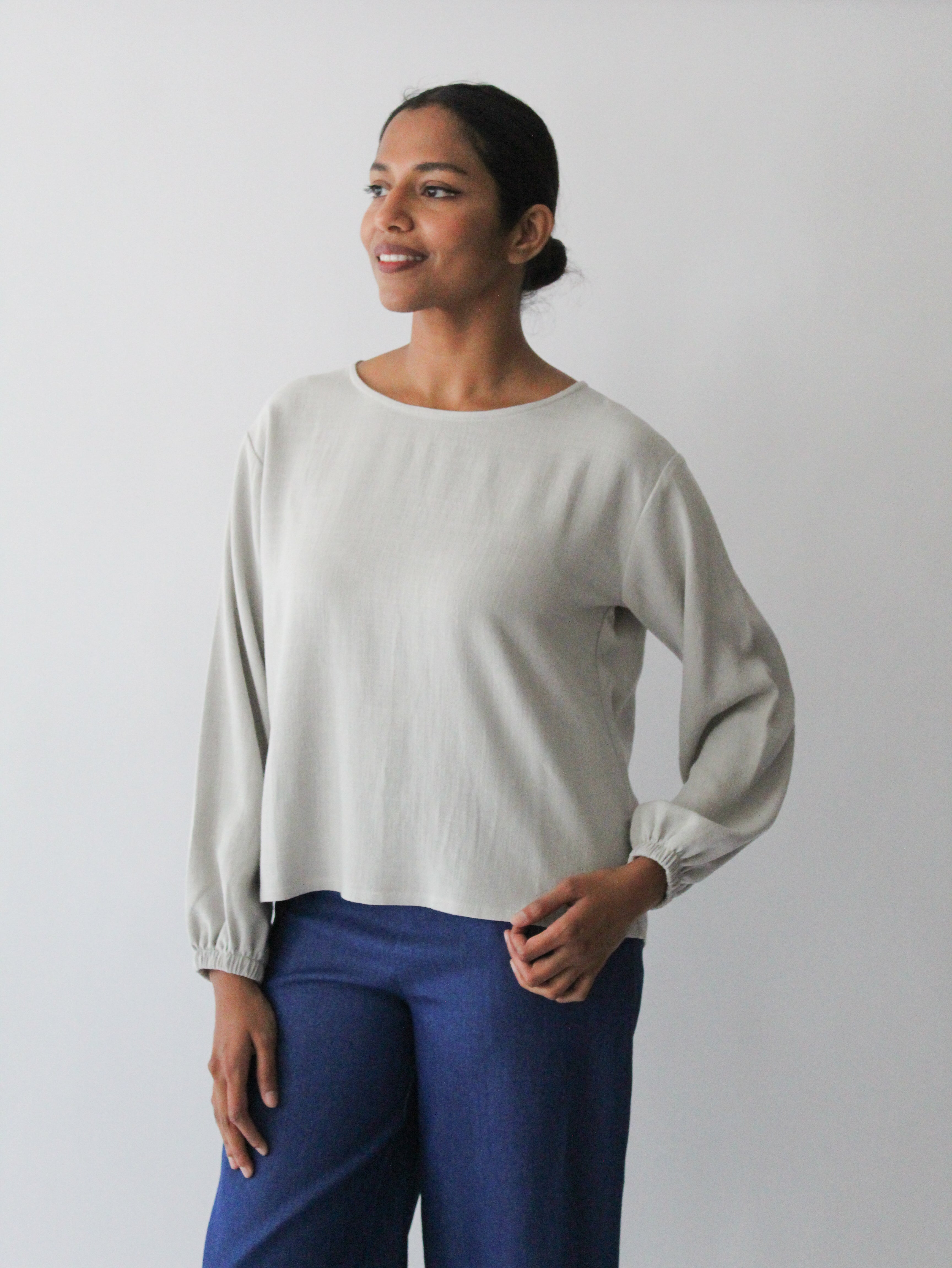 Sattva by Sarah - Boxy Blouse - Light Grey