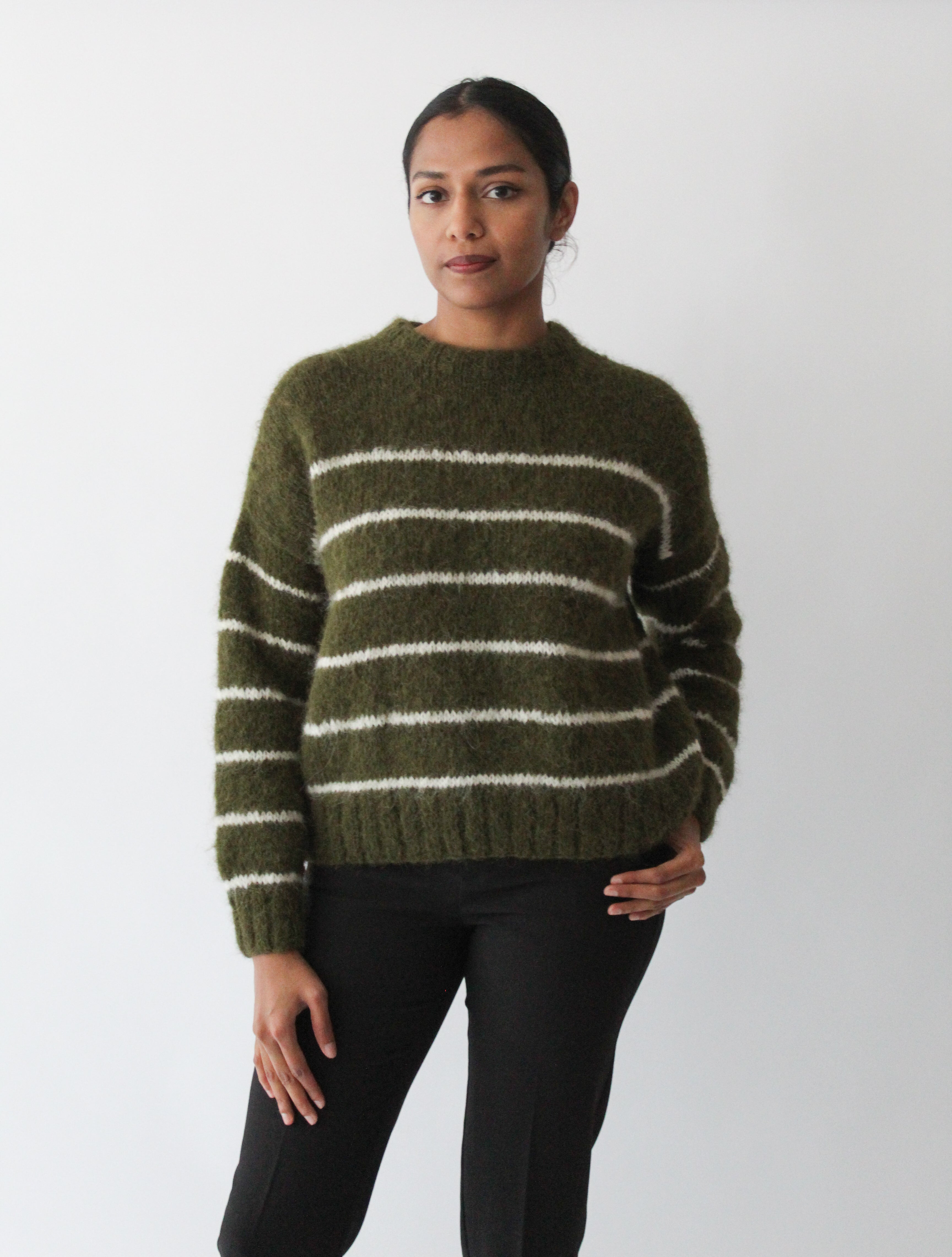 Sattva by Sarah - Stripe Crew - Green White