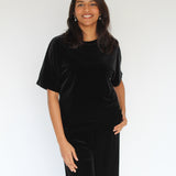 Sattva by Sarah - Velvet Everyday Crop Blouse - Black