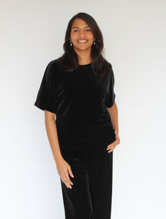 Sattva by Sarah - Velvet Everyday Crop Blouse - Black