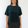 Sattva by Sarah - Velvet Everyday Crop Blouse - Textured Green