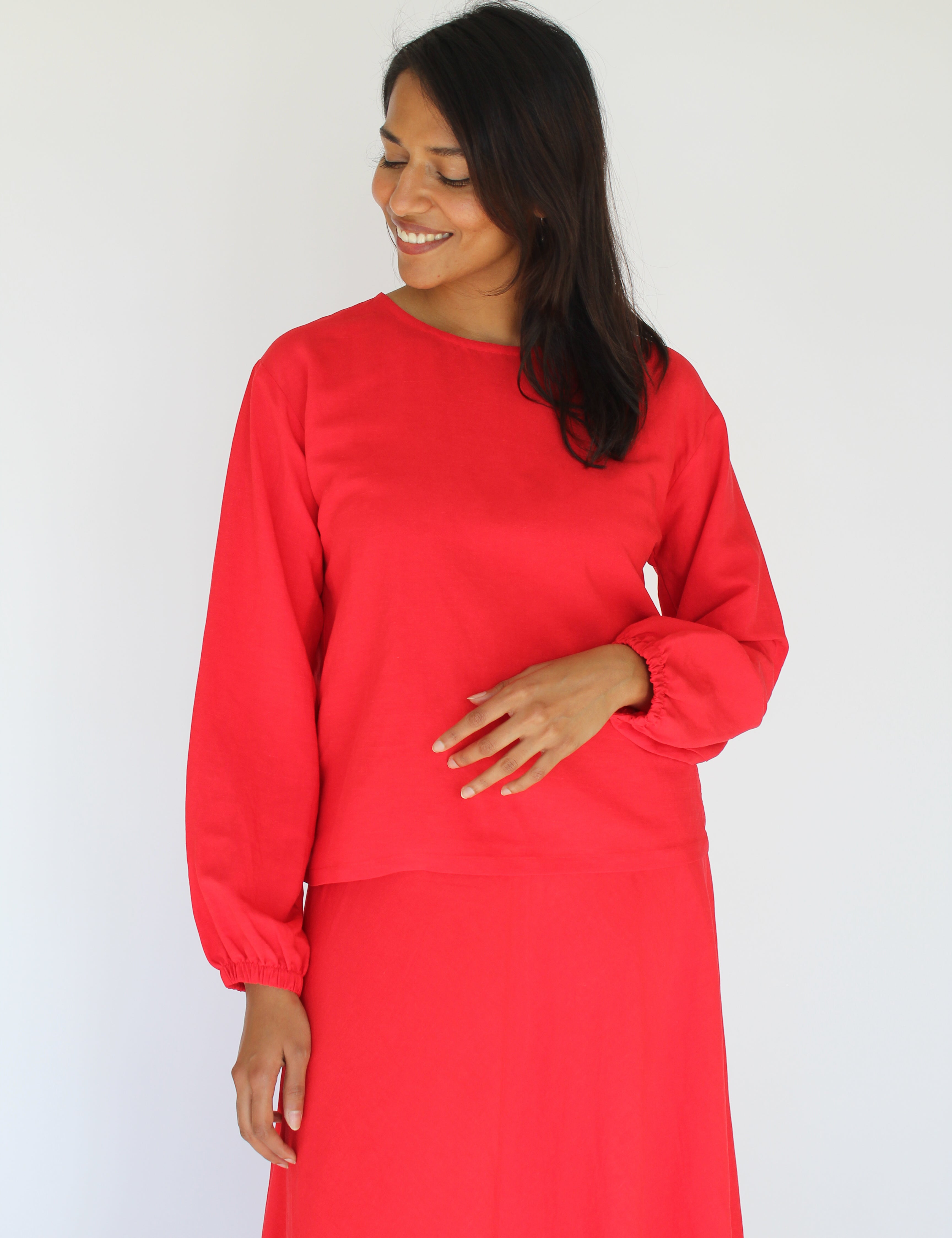 Sattva by Sarah - Boxy Blouse - Fire Red