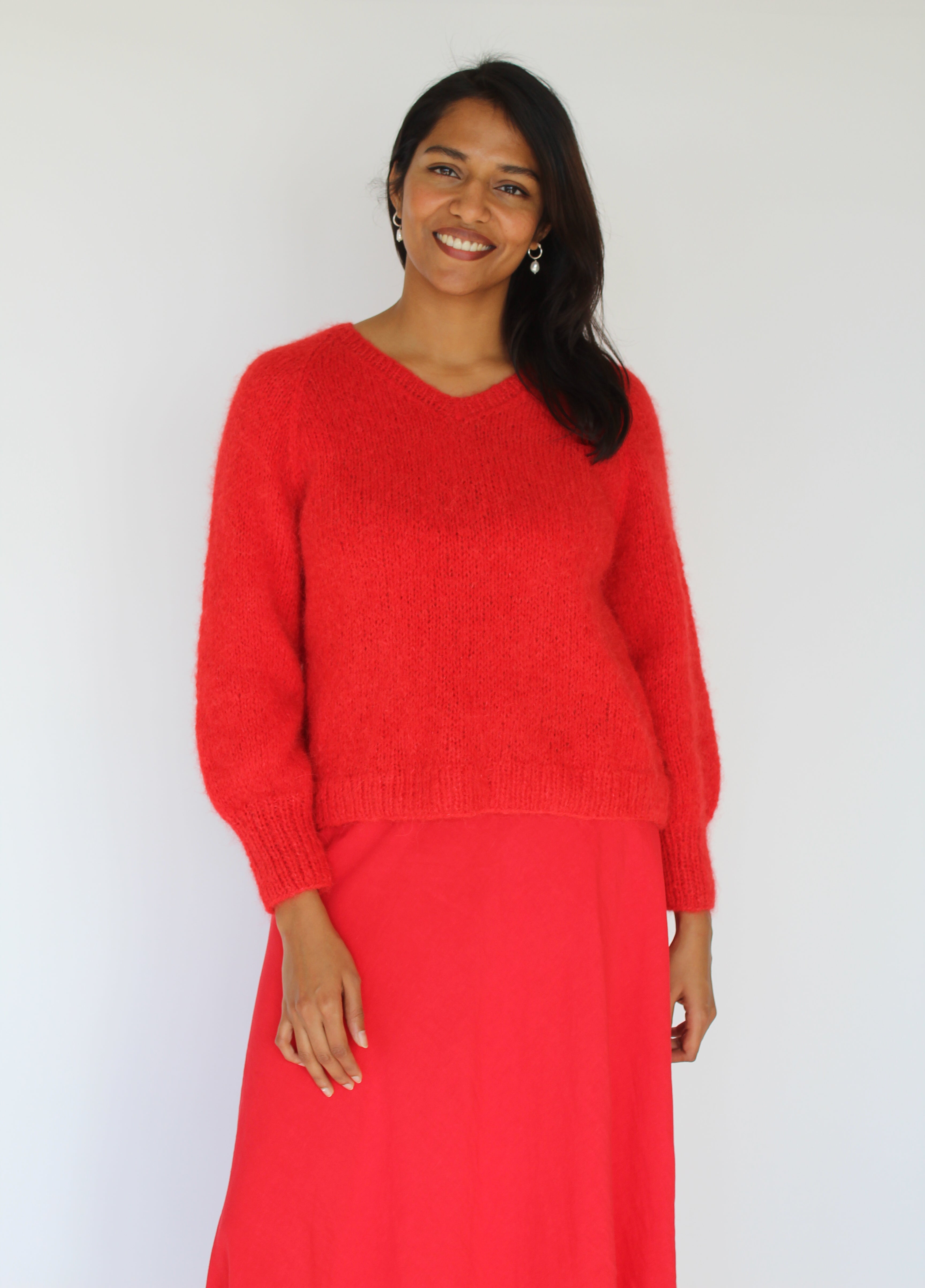 Sattva by Sarah - LuLu V-Neck Sweater - Red