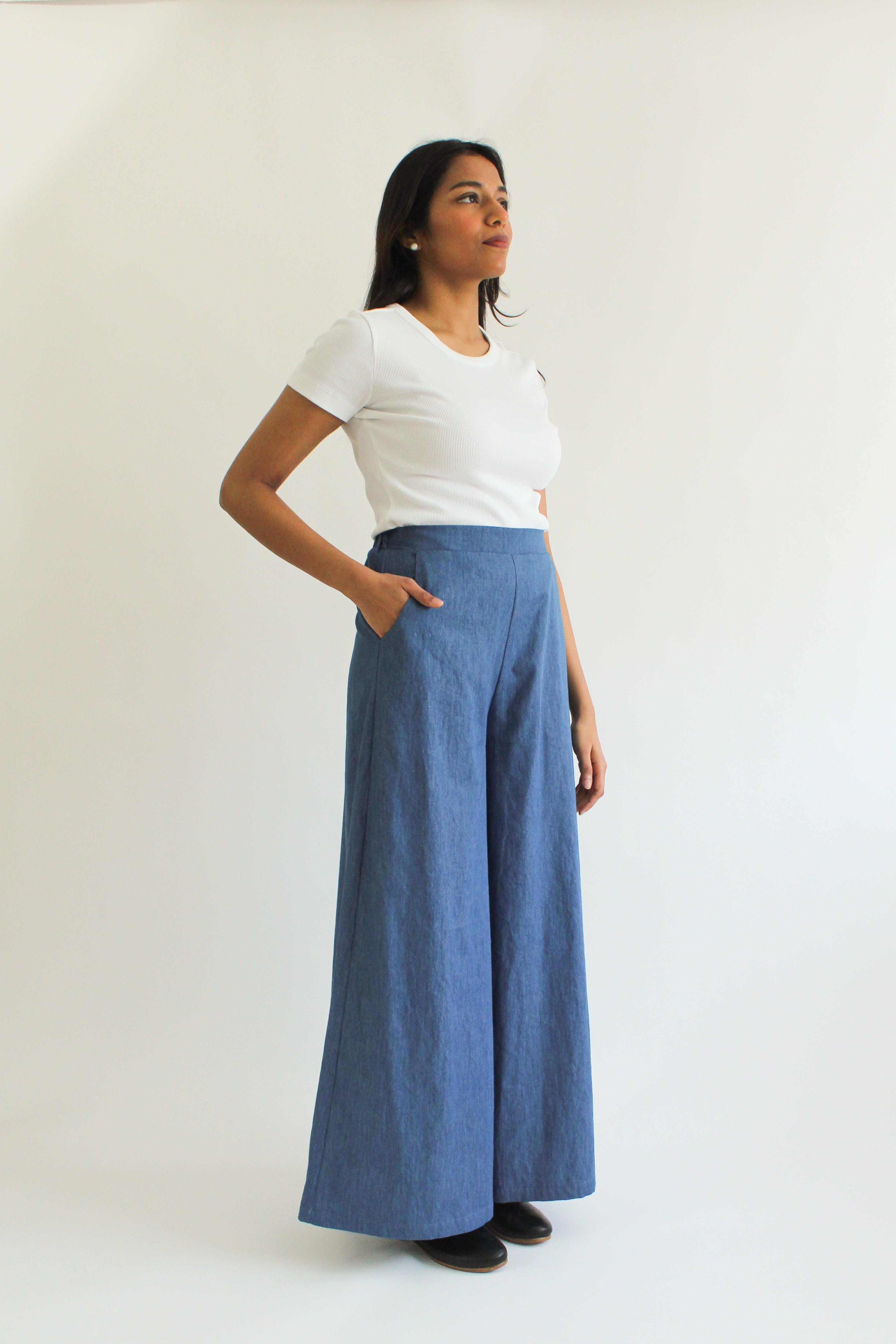 Sattva by Sarah - Denim Flowy Pant -
