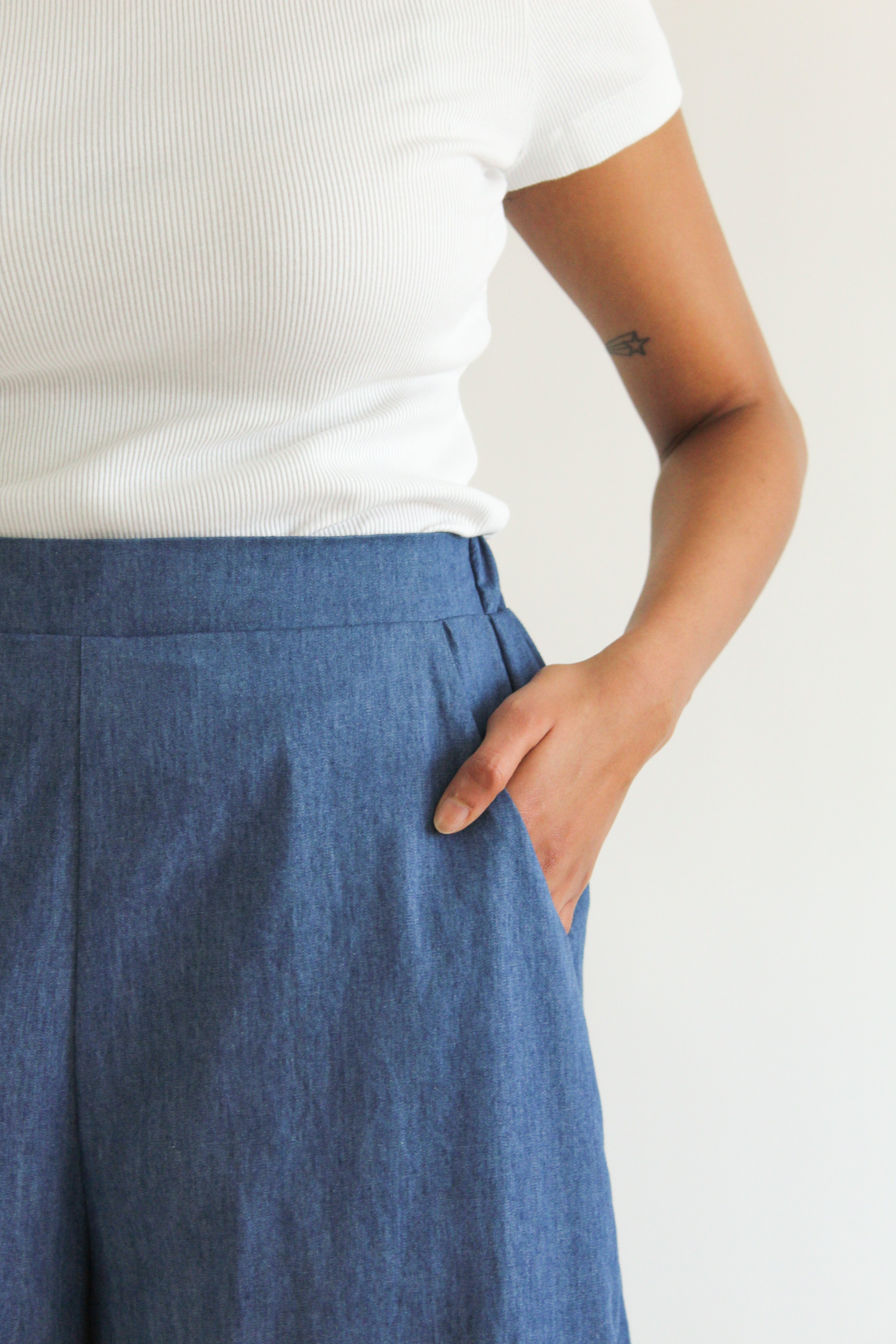 Sattva by Sarah - Denim Flowy Pant -