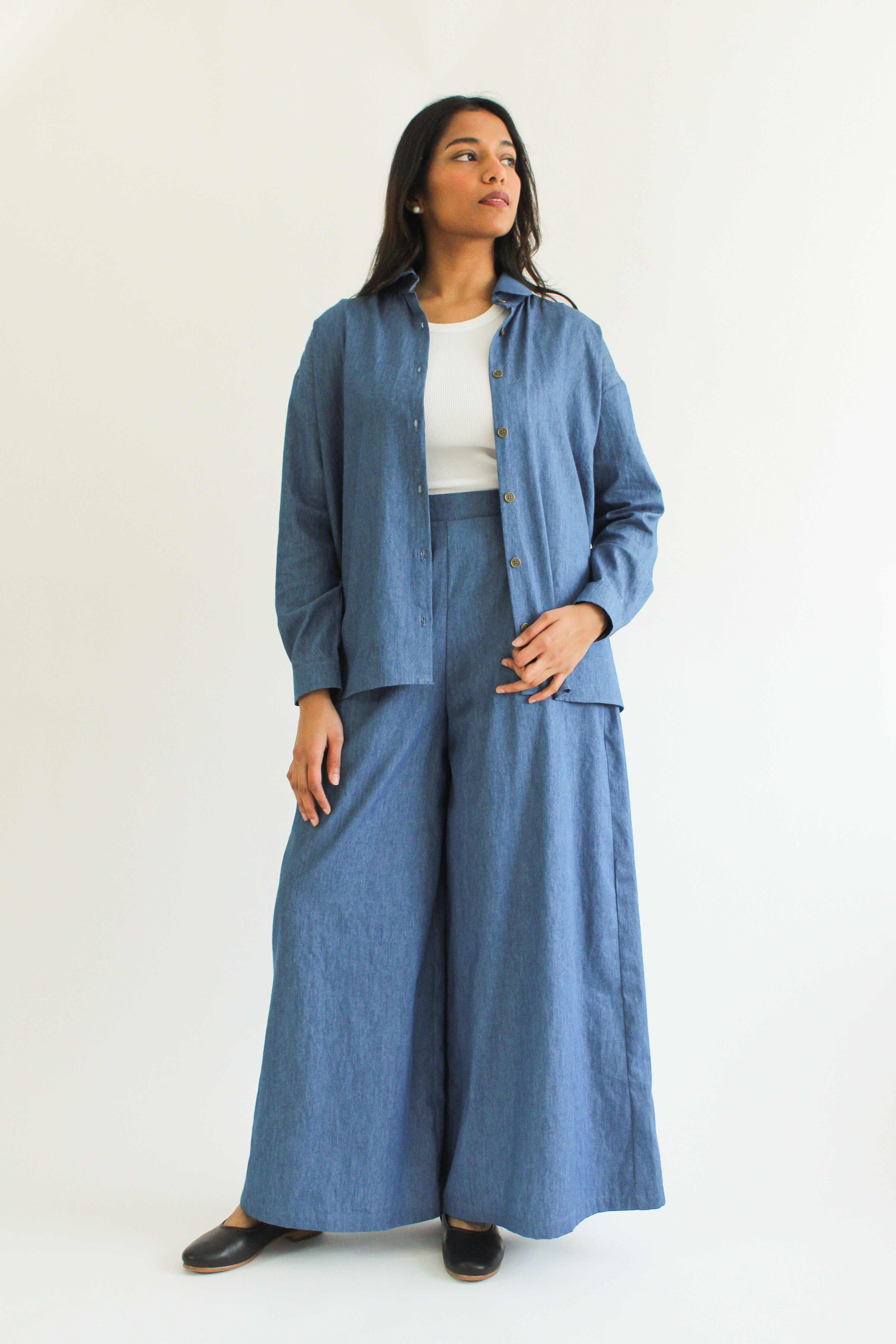 Sattva by Sarah - Denim Collar Blouse -