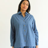 Sattva by Sarah - Denim Collar Blouse - Medium Wash