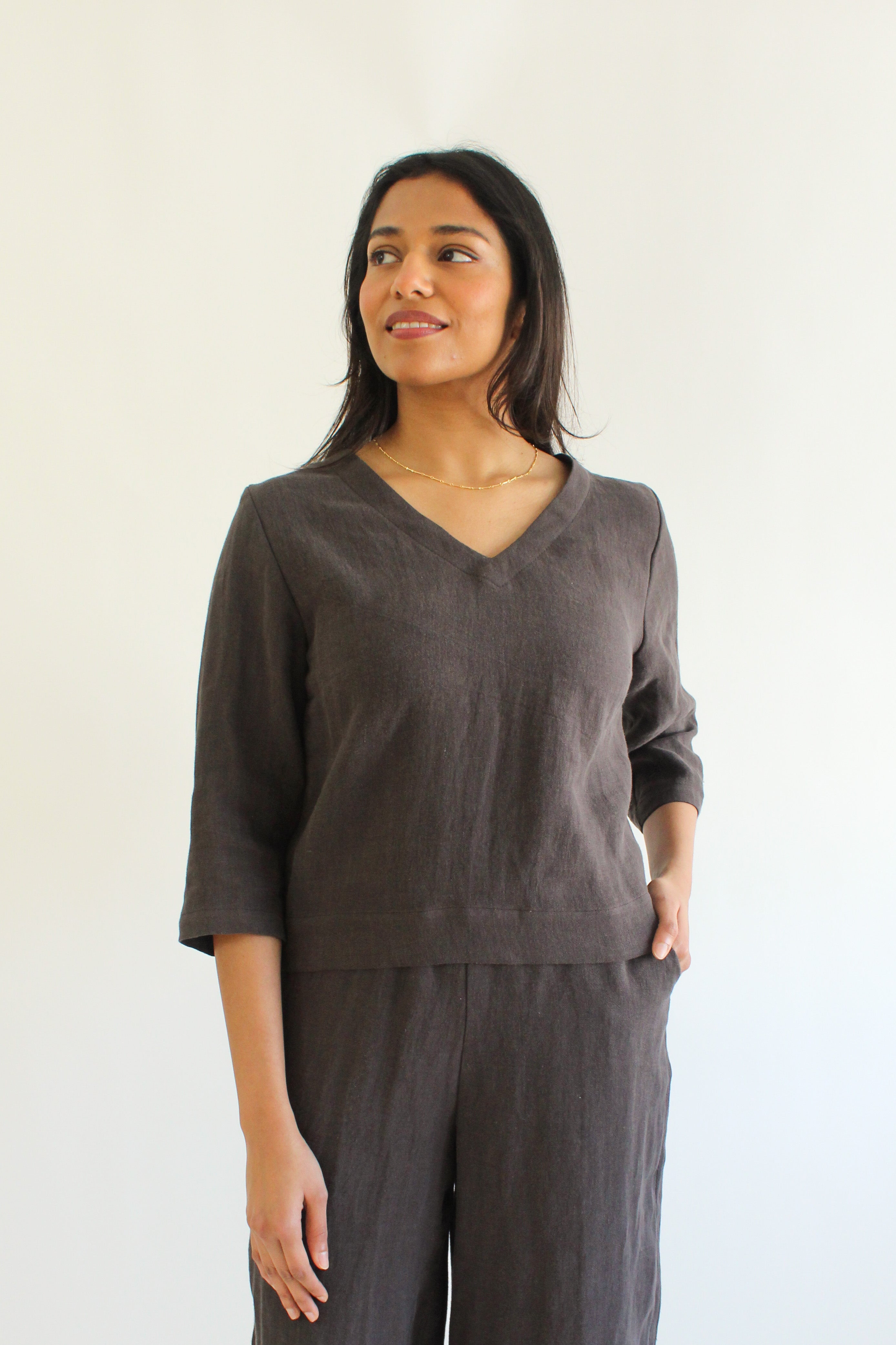 Sattva by Sarah - Helen V-Neck Blouse - Iron