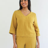 Sattva by Sarah - Helen V-Neck Blouse - Amber