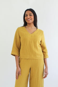 Sattva by Sarah - Helen V-Neck Blouse - Amber