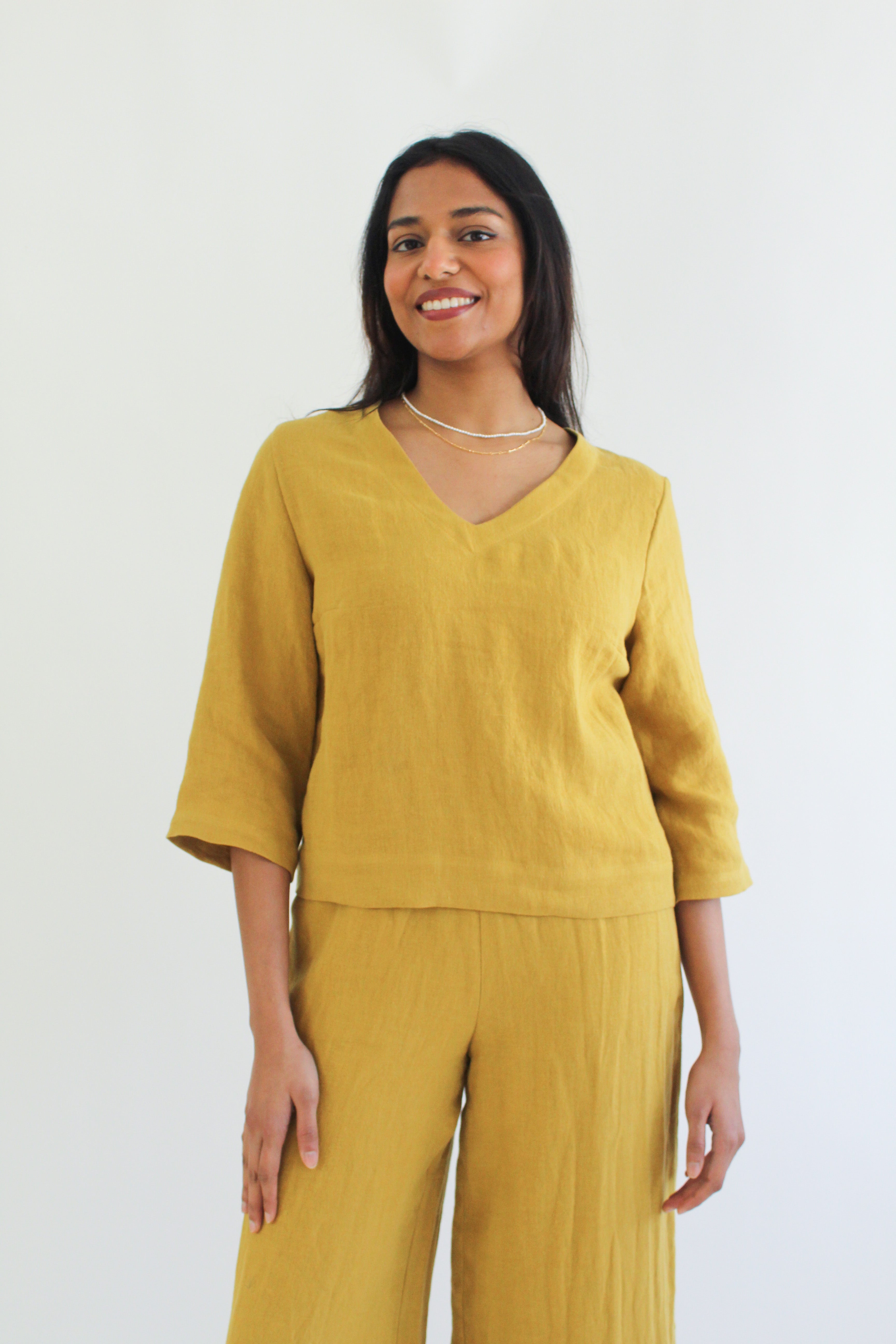 Sattva by Sarah - Helen V-Neck Blouse - Amber