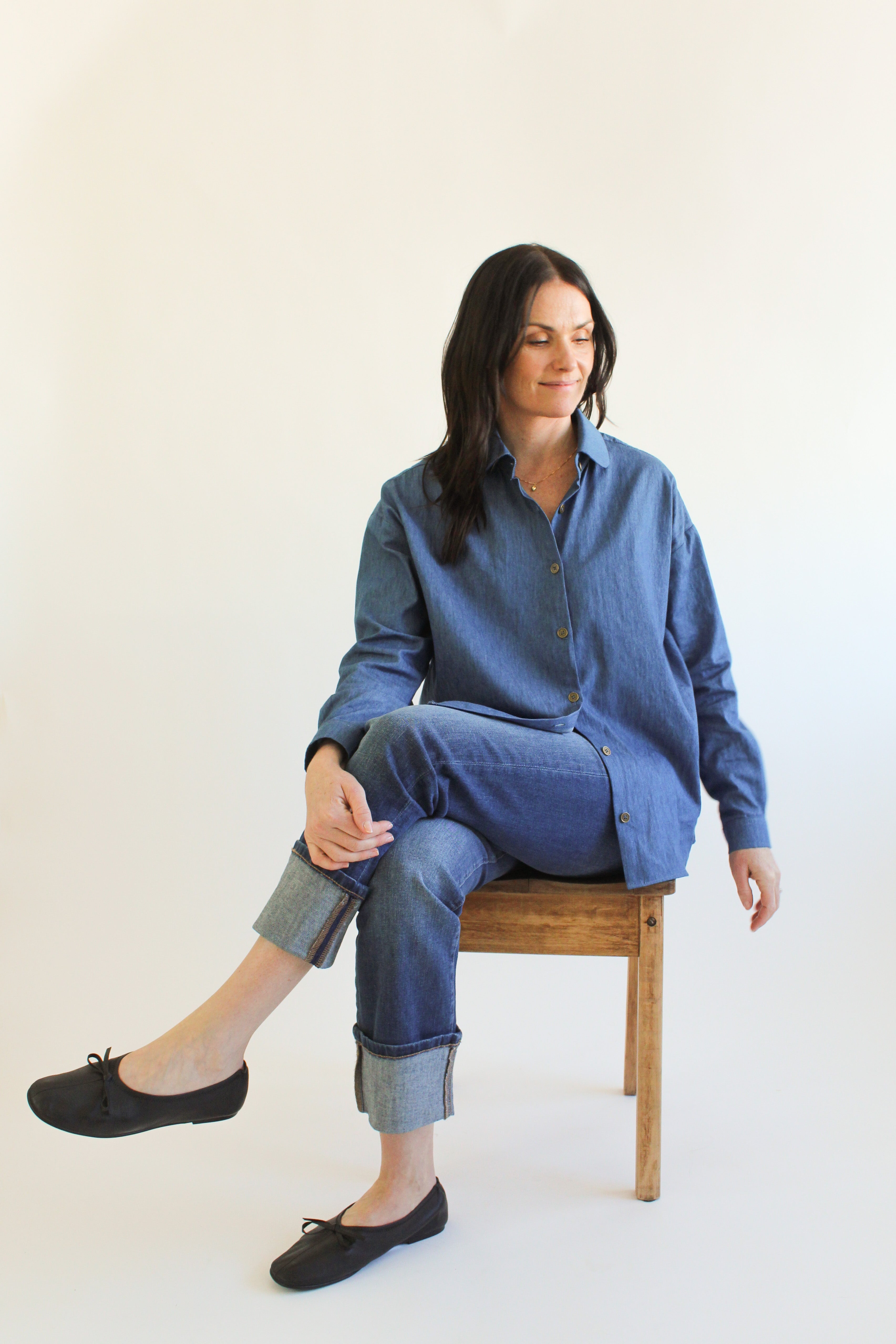 Sattva by Sarah - Denim Collar Blouse -